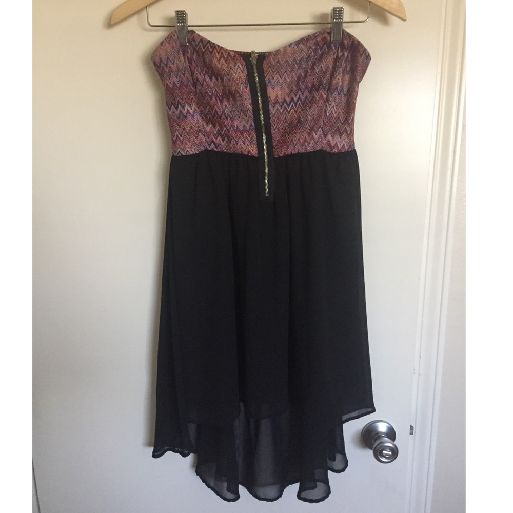 Strapless hi-lo dress